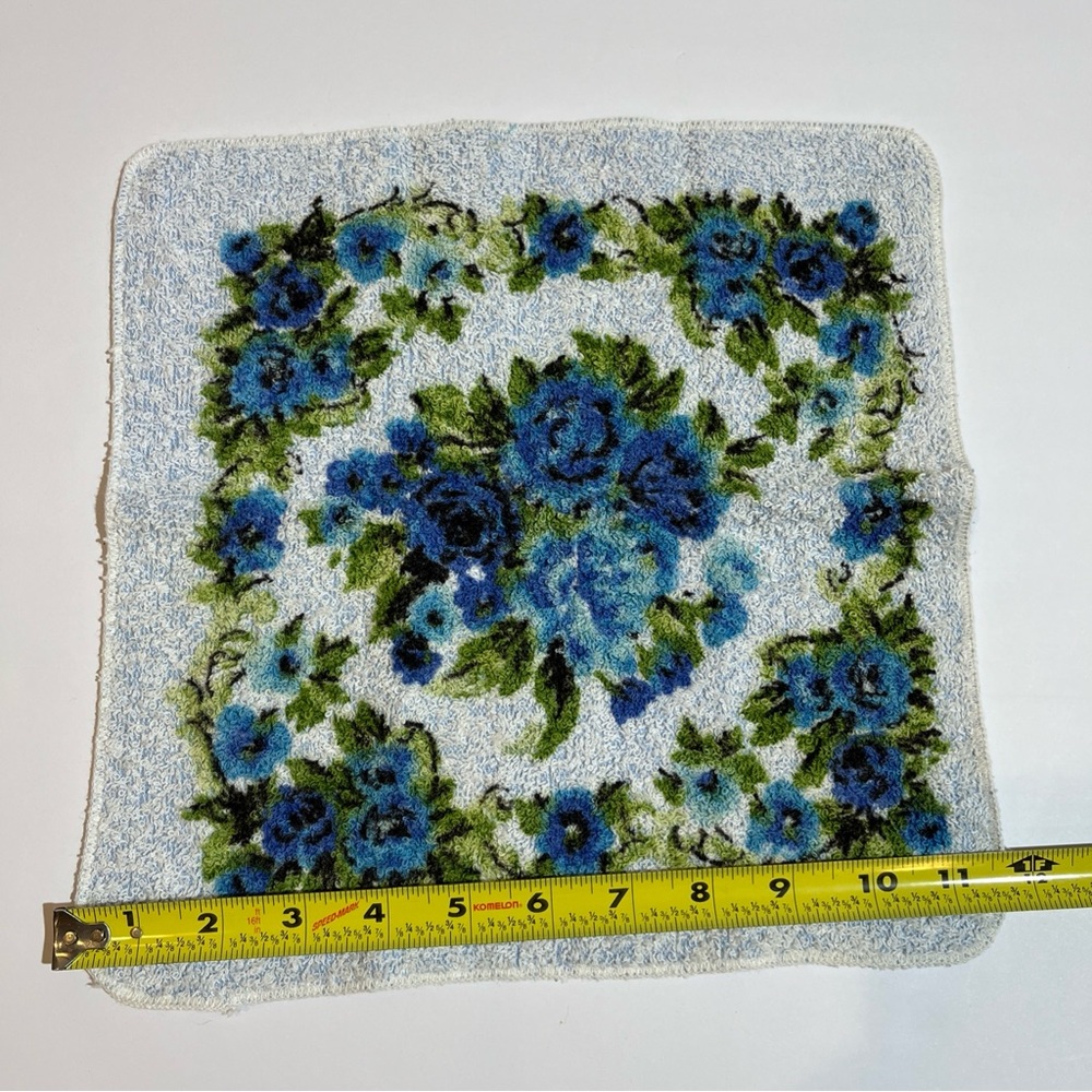 Vintage Penneys Fashion Manor Hand Towel and Washcloth Floral Blue MCM - Picture 10 of 11